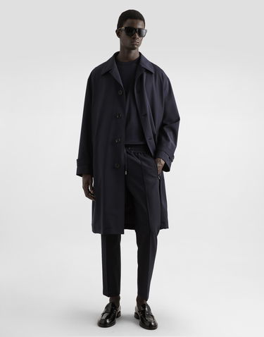 Trenchcoat Dolce & Gabbana Dolce & Gabbana Single-Breasted Wool Trench Coat Mørkeblå | G036CTFURK8B3681, 1