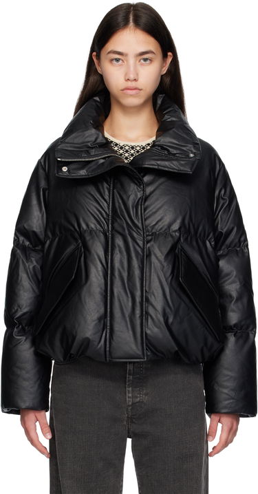 Puffer jakke Maison Margiela MM6 Maison Margiela Faux-Leather Zip Down Jacket Sort | S52AM0338 S53057, 0