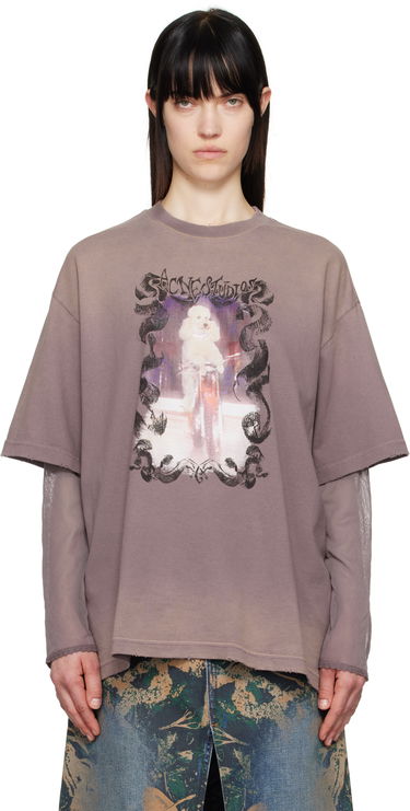 T-shirt Acne Studios Acne Studios Layered Poodle Print T-Shirt Lilla | AL0454-, 0