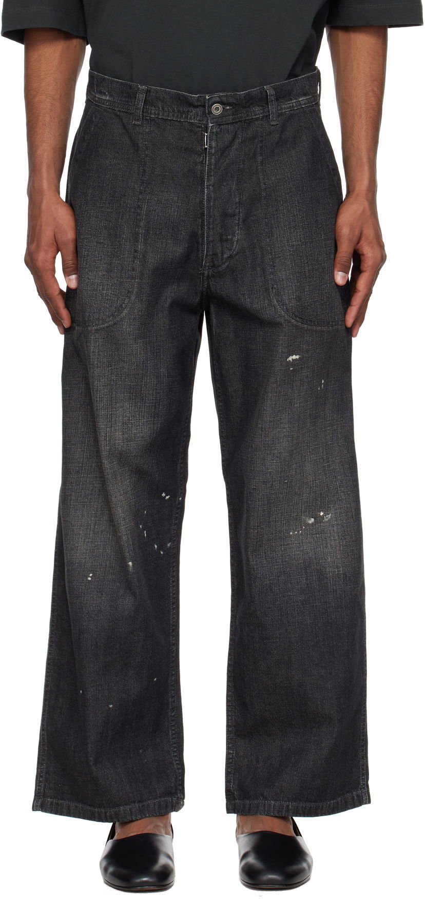 Jeans Maison Margiela Maison Margiela Distressed Wide-Leg Jeans Sort | S50KA0693 M30025