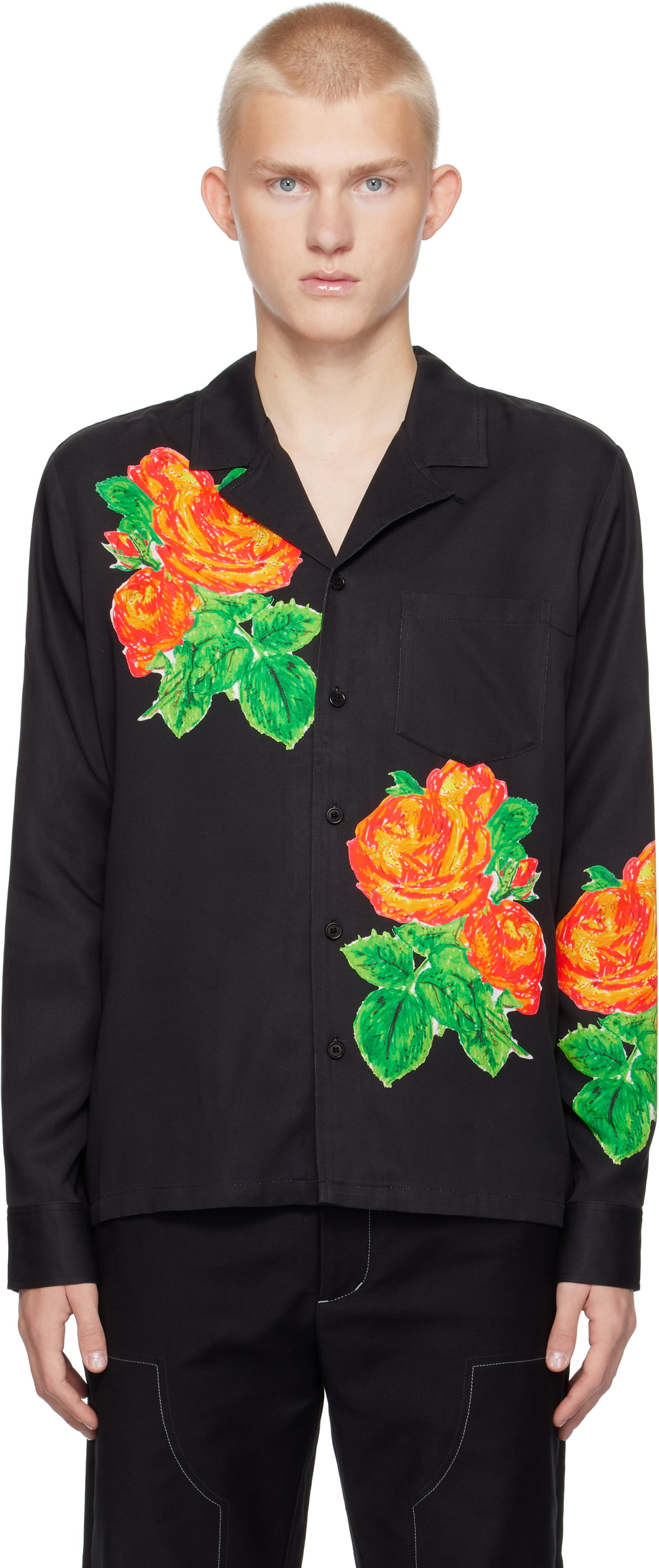 Skjorte Soulland Floral Print Shirt Sort | 42076-1313, 0