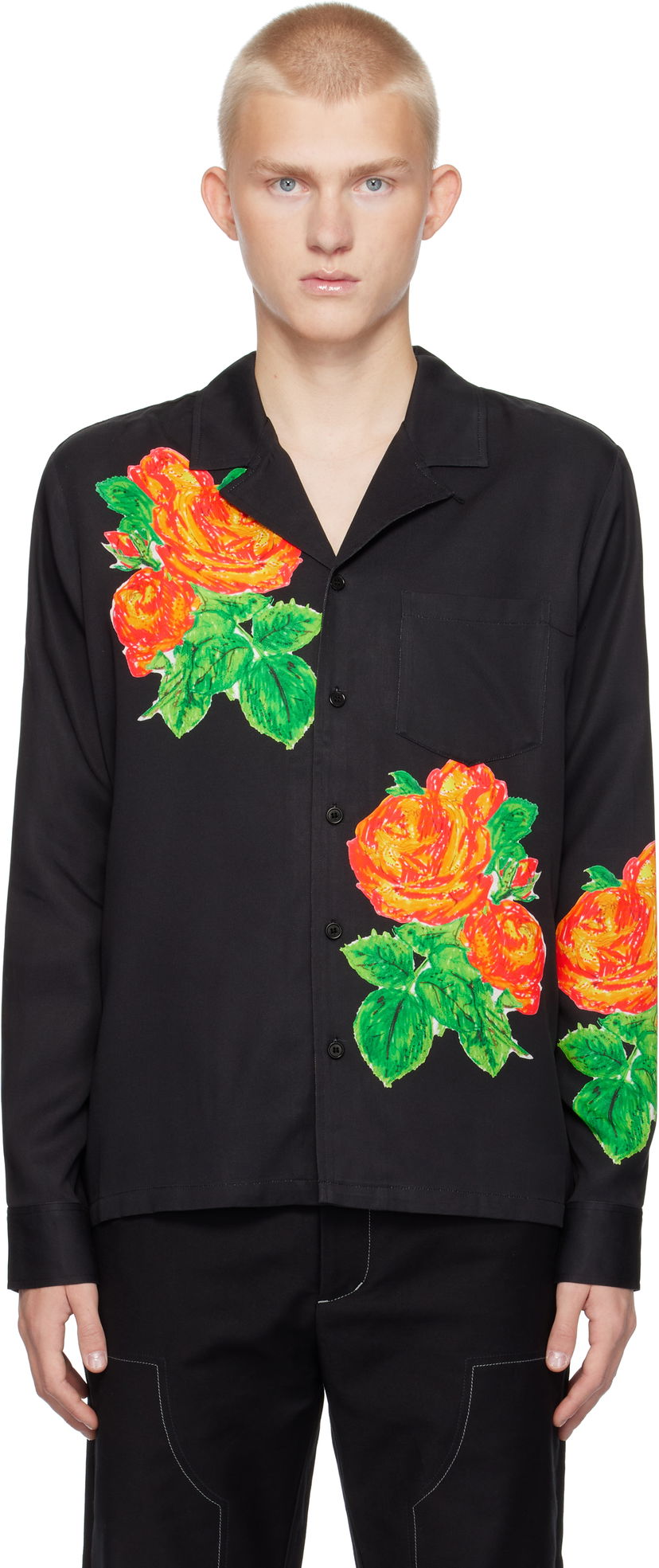 Skjorte Soulland Floral Print Shirt Sort | 42076-1313