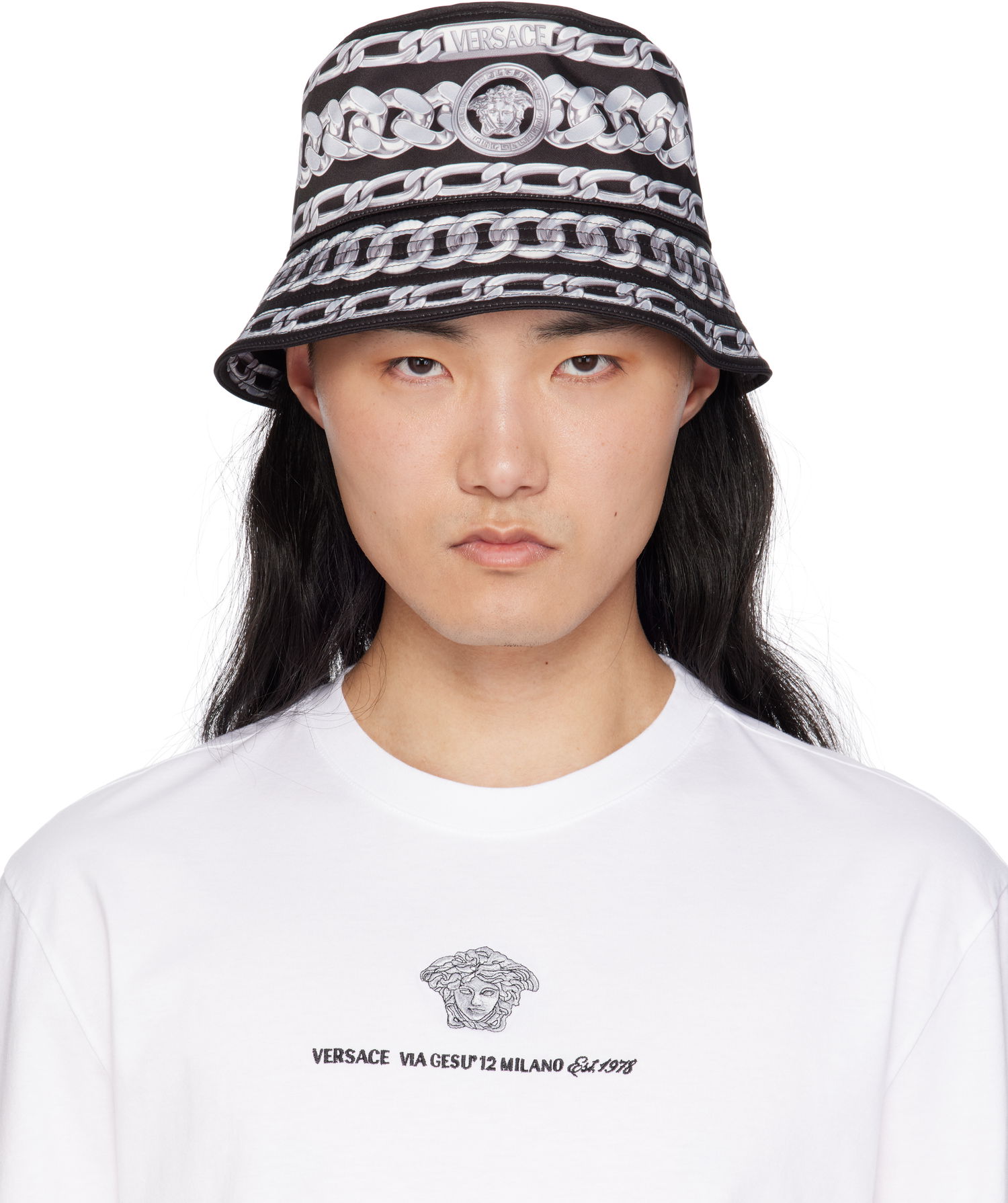 Kasket Versace Versace Medusa Chains Bucket Hat Sort | 1019072_1A13697, 0