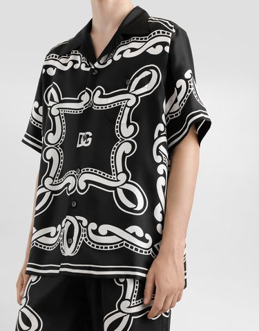 Skjorte Dolce & Gabbana Dolce & Gabbana Bandanna Print Silk Shirt Sort | G5JH9THI1WFHN9RA, 3