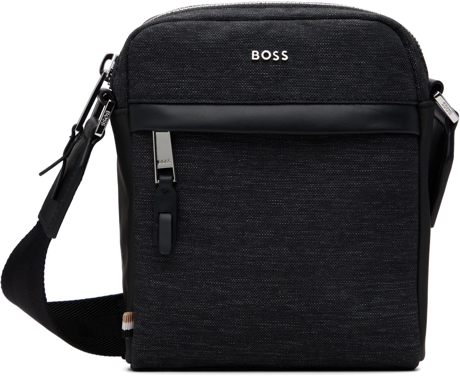 Skuldertaske BOSS Textured Fabric Crossbody Bag with Logo Hardware Sort | 50548022, 0
