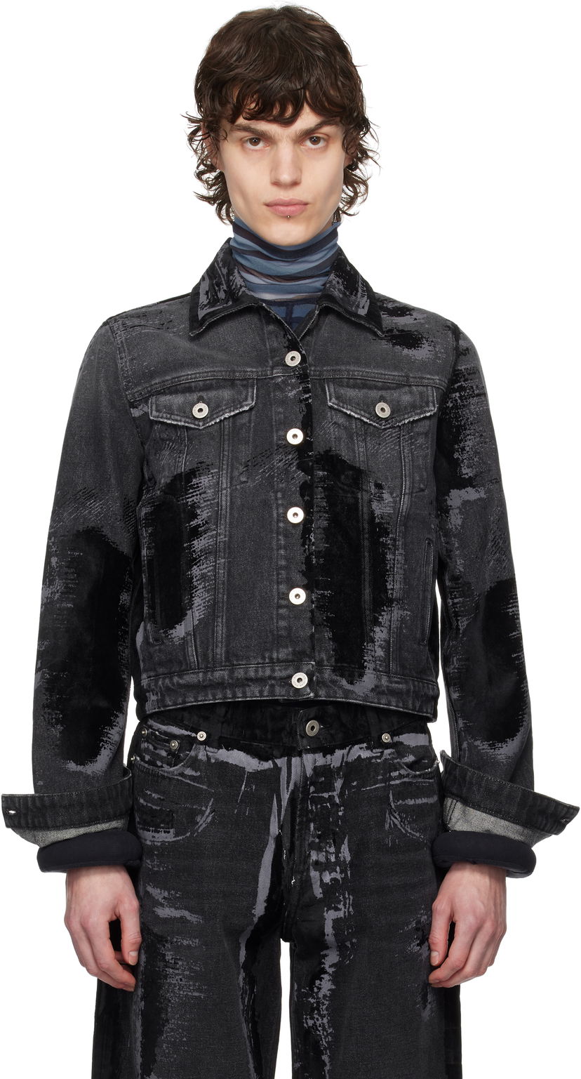 Bomberjakke Jean Paul Gaultier Jean Paul Gaultier 'The Flocked' Denim Jacket Sort | 25/33-F-VE094-D016-06