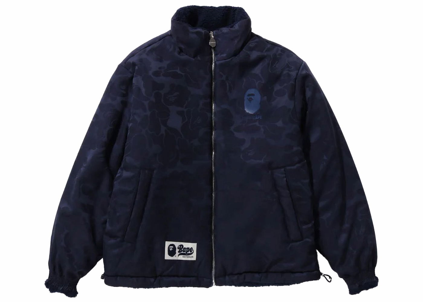 Jakke BAPE BAPE Tonal Solid Camo Sherpa Reversible Jacket Navy Mørkeblå | 1J80-140-069, 0