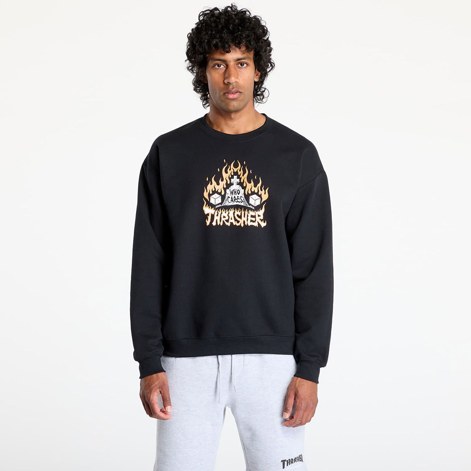 Sweatshirt Thrasher Thrasher Who Cares by Neckface Crewneck Sweatshirt Sort | 145708, 0
