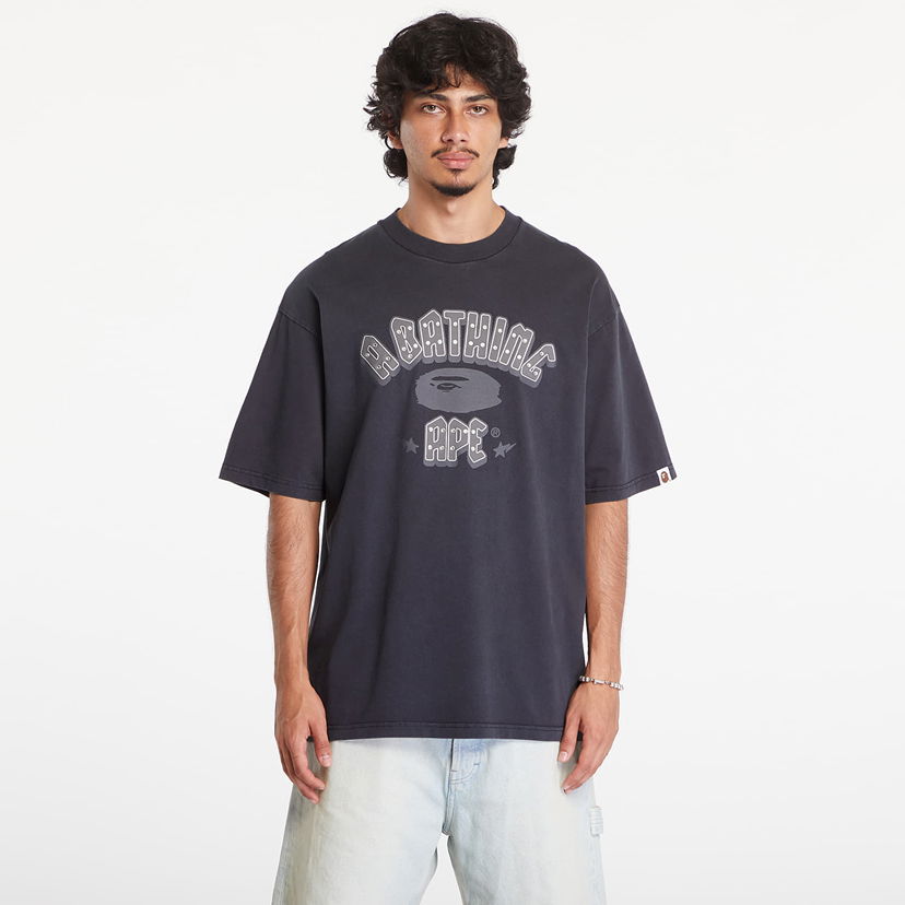 T-shirt BAPE A BATHING APE Garment Dye Rhinestone Logo Relaxed Fit Short Sleeve Tee Charcoal Grå | 001CSK801312M CHA