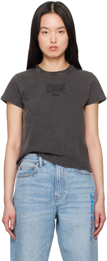 T-shirt Alexander Wang Alexander Wang Distressed Logo Shrunken T-Shirt Grå | 4CC2251540, 0