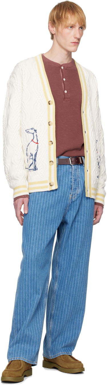 Sweater Drôle de Monsieur Drôle De Monsieur Médicis Knit Cardigan Hvid | G-CA142-WO023-CM, 3