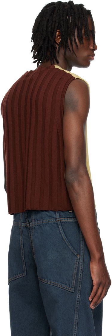 Sweater Eckhaus Latta Eckhaus Latta Knitted Cropped Vest Gul | 8025-EL-PS25-DO - DOMINO, 2