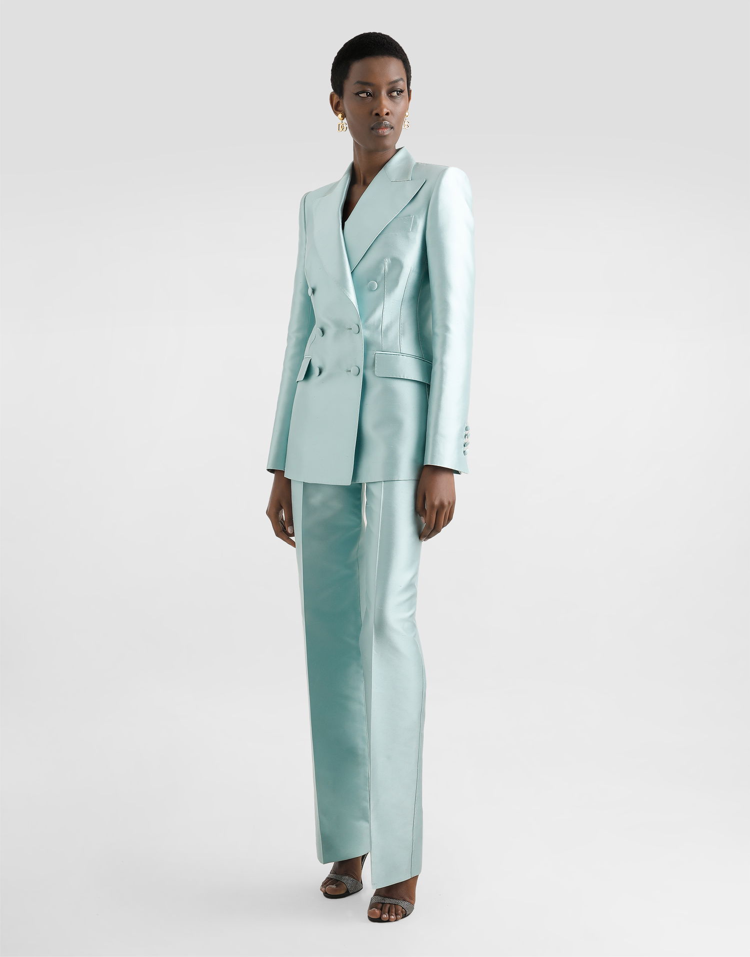 Bukser Dolce & Gabbana Dolce & Gabbana Shantung Silk Trousers Turkis | FTDDWTFU1JKB0276, 1
