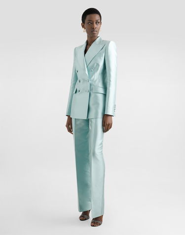 Bukser Dolce & Gabbana Dolce & Gabbana Shantung Silk Trousers Turkis | FTDDWTFU1JKB0276, 1
