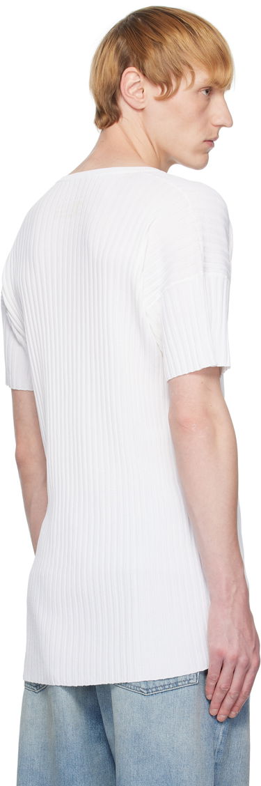 T-shirt Maison Margiela MM6 Maison Margiela Rib-Knit V-Neck T-Shirt Hvid | SH2HN0003 M13125, 2