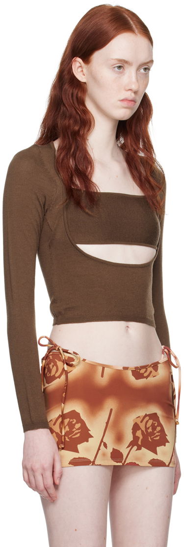 Sweater Miaou Miaou Delphine Cutout Crop Sweater Brun | 7104FFKCHE, 1