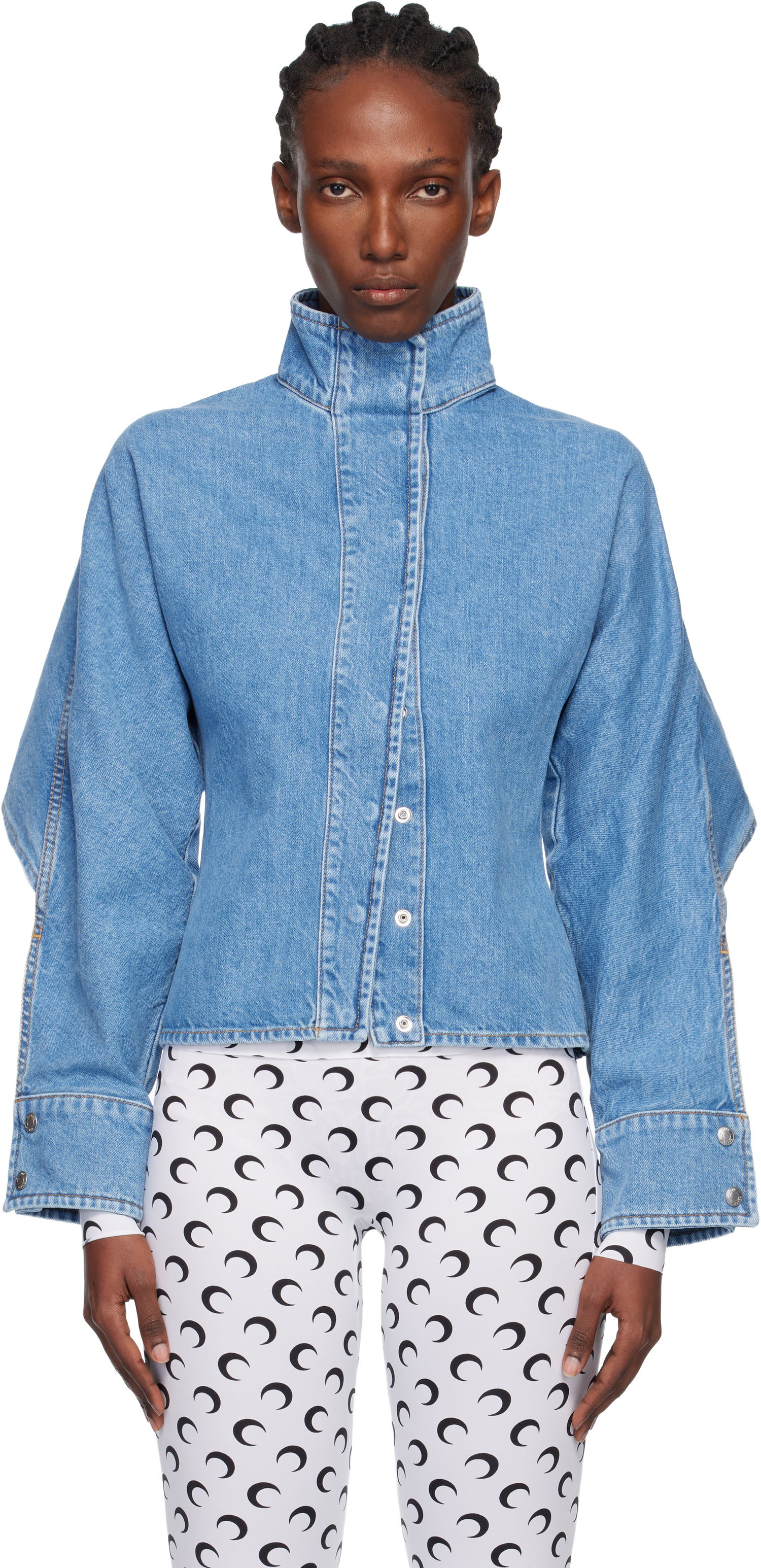 Jakke Marine Serre Moon Laser Wash Long Sleeve Denim Jacket Blå | WSI033ACDEN0002, 0