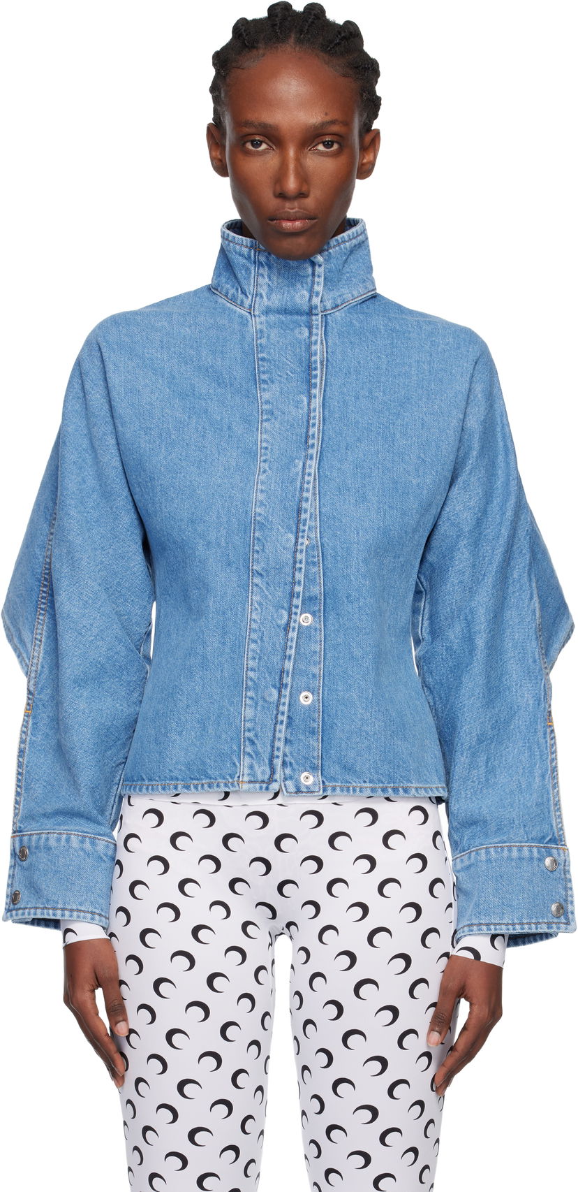 Jakke Marine Serre Moon Laser Wash Long Sleeve Denim Jacket Blå | WSI033ACDEN0002
