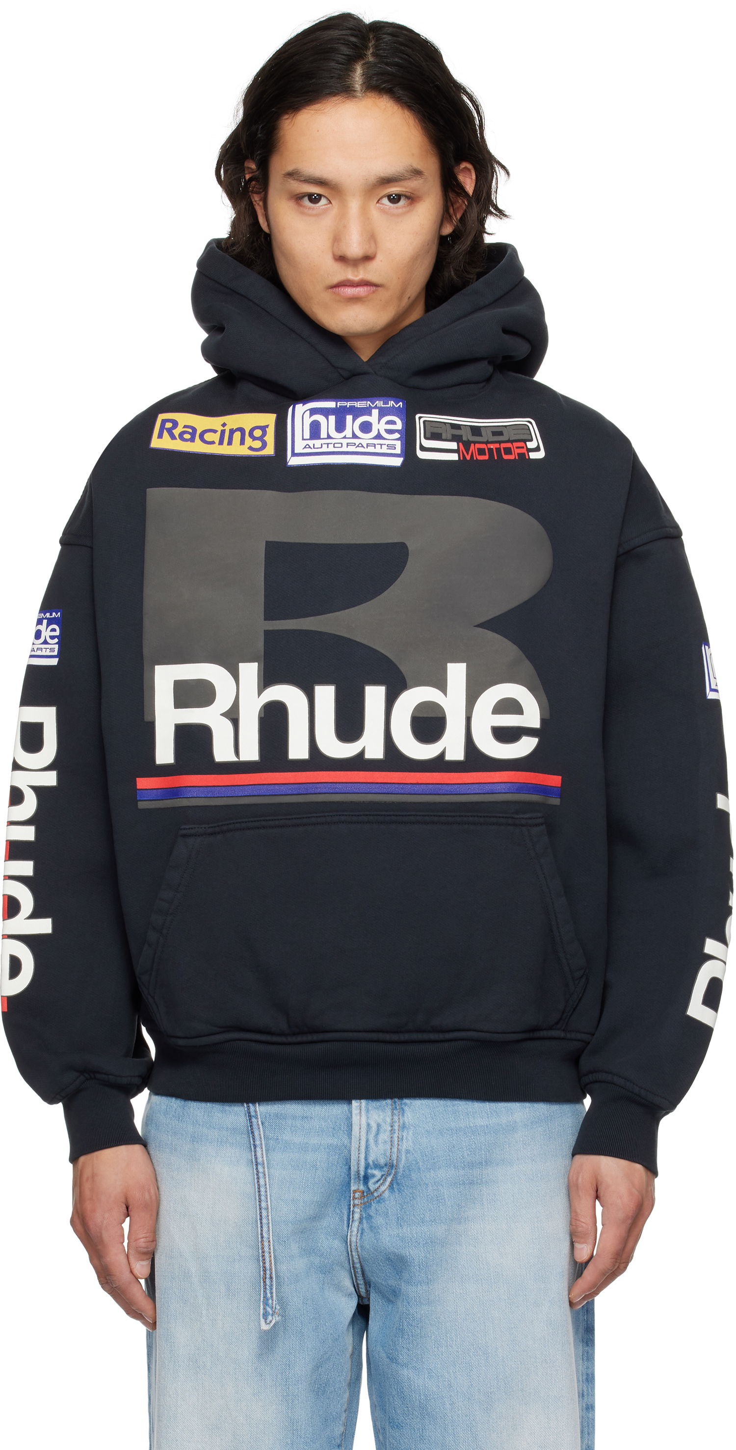Sweatshirt Rhude Rhude Petrol Patch Hoodie Mørkeblå | RHSS25HO04012, 0