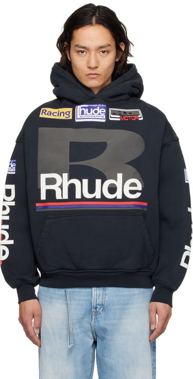Sweatshirt Rhude Rhude Petrol Patch Hoodie Mørkeblå | RHSS25HO04012, 0