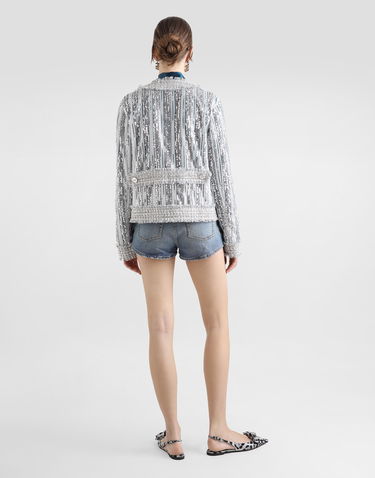 Jakke Dolce & Gabbana Dolce & Gabbana Tulle Gabbana Jacket with Sequin Embroidery Grå | F27DLTFLSKCS0998, 2