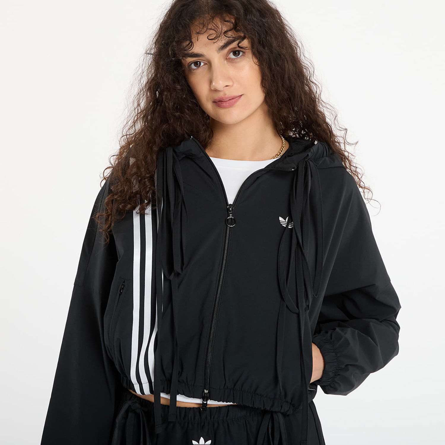Sweatshirt adidas Originals Ribbon Tie Cropped Track Top Sort | JX2698, 1