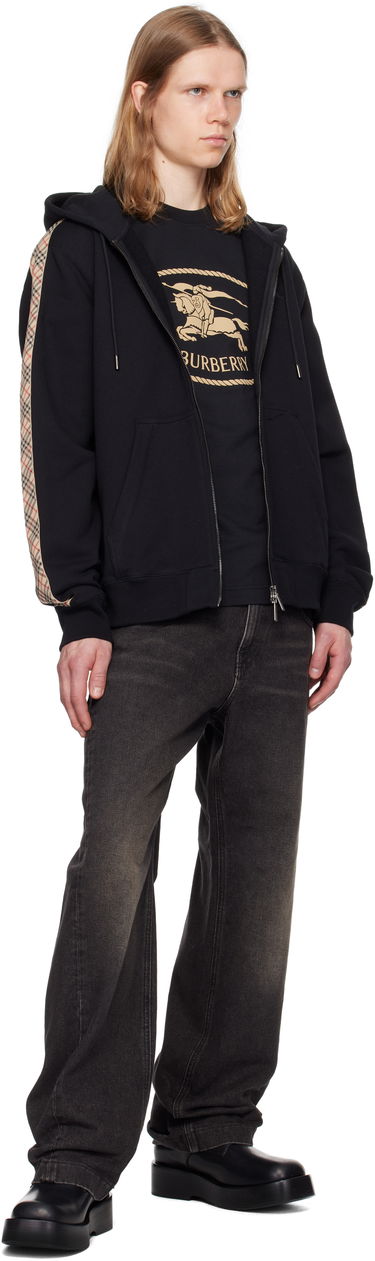Sweatshirt Burberry Burberry Check Trim Cotton Zip Hoodie Sort | 8110790, 3
