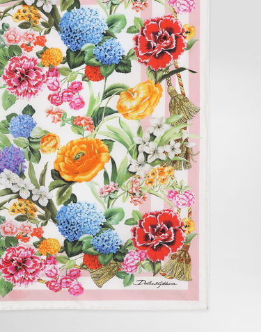 Tørklæde Dolce & Gabbana Dolce & Gabbana Floral Print Silk Twill Square Scarf Flerfarvet | FN093RGDCV8HD5KU, 1