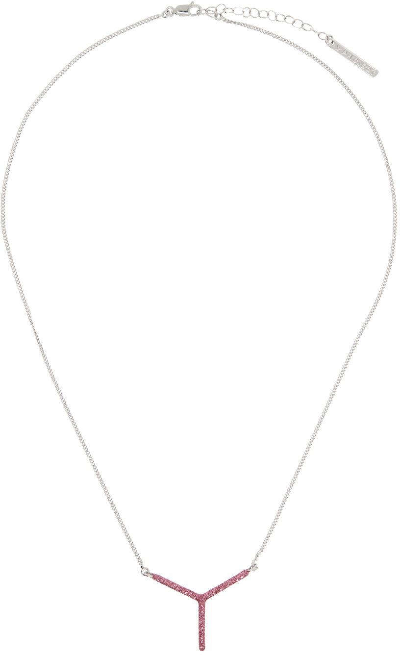 Halskæde Y/PROJECT Silver & Pink Mini Y Necklace Metalisk | 640NE001