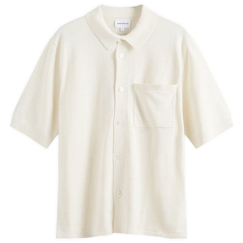 Polo skjorte NORSE PROJECTS Rollo Full Button Knit Polo Hvid | N45-0572-0219
