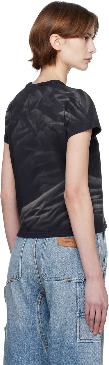T-shirt Alexander Wang Alexander Wang Distressed Logo Shrunken T-Shirt Sort | 1CC1251990, 2