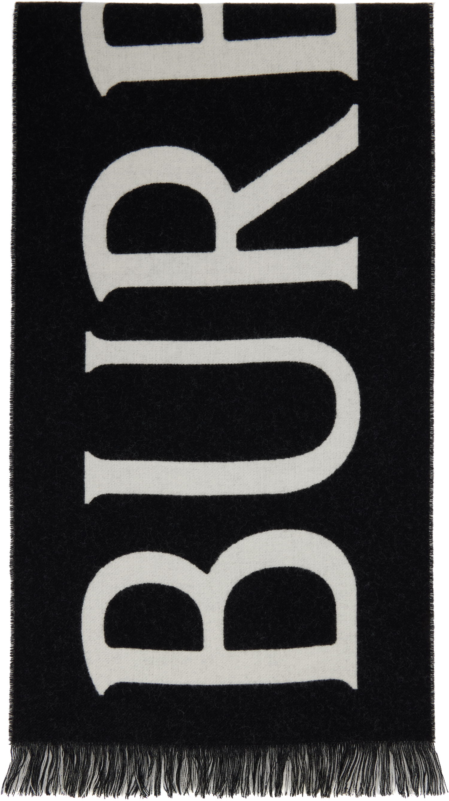 Tørklæde Burberry Burberry Text Wool Scarf Sort | 8109563, 0