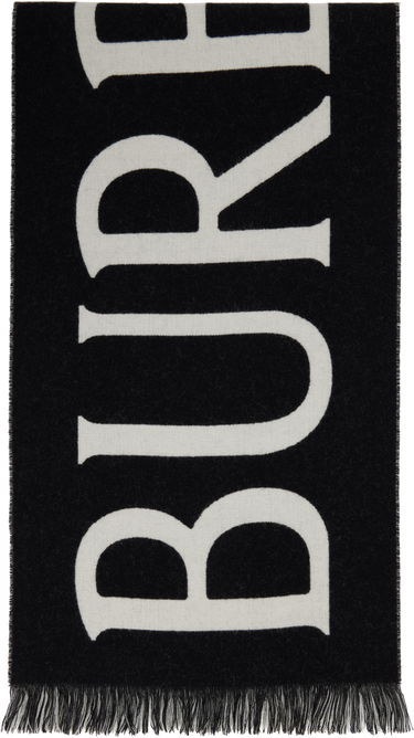 Tørklæde Burberry Burberry Text Wool Scarf Sort | 8109563, 0