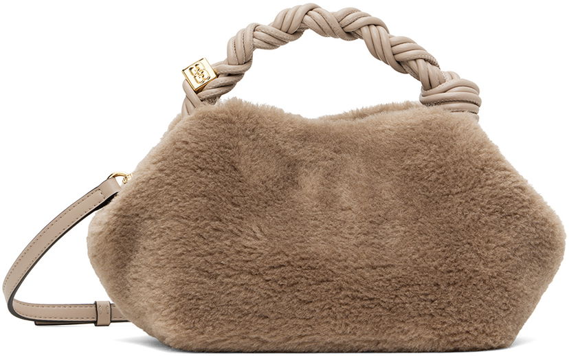 Håndtaske GANNI GANNI Small Bou Faux Fur Shoulder Bag Beige | A5378