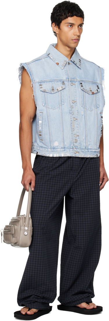 Vest Alexander Wang Alexander Wang Distressed Oversized Hardware Denim Vest Blå | UDC3252816, 3