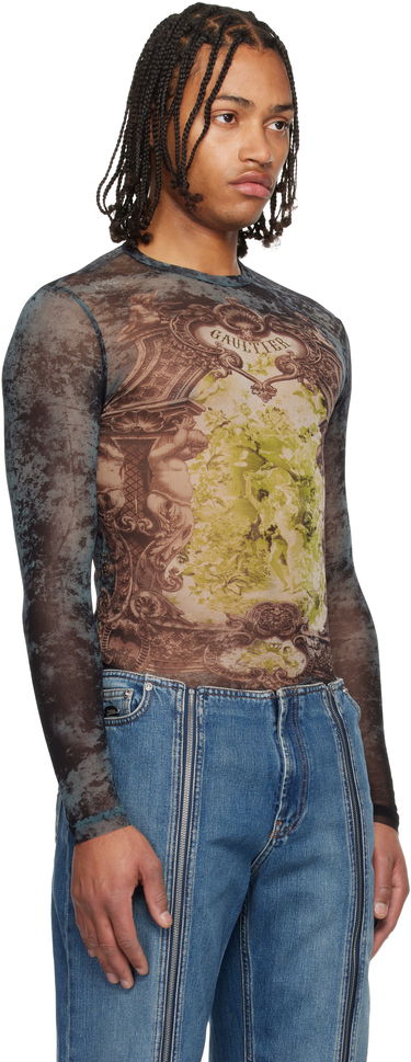 T-shirts og tank tops Jean Paul Gaultier The Blue Médaillon Printed Long Sleeve Mesh Top Flerfarvet | 25/04-W-TO305-M006P-005740, 1