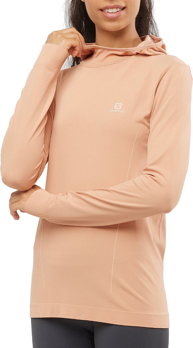 Sweatshirt Salomon COMET SEAMLESS HOODY W Orange | lc1498700, 0