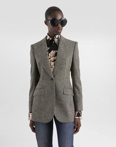 Jakke Dolce & Gabbana Dolce & Gabbana Single-Breasted Dotted Wool Jacket Grå | F29QGTFMBARS8030, 3