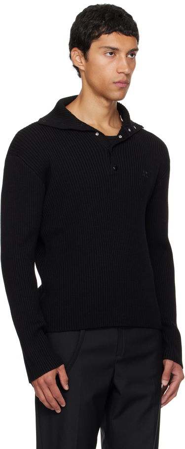 Sweater Courrèges Courrèges Ribbed Wool Polo Sort | 325MPO050FI0036, 1