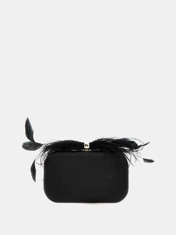 Håndtaske GUESS Keyah Feathered Clutch Sort | HWKEYAP4286, 0