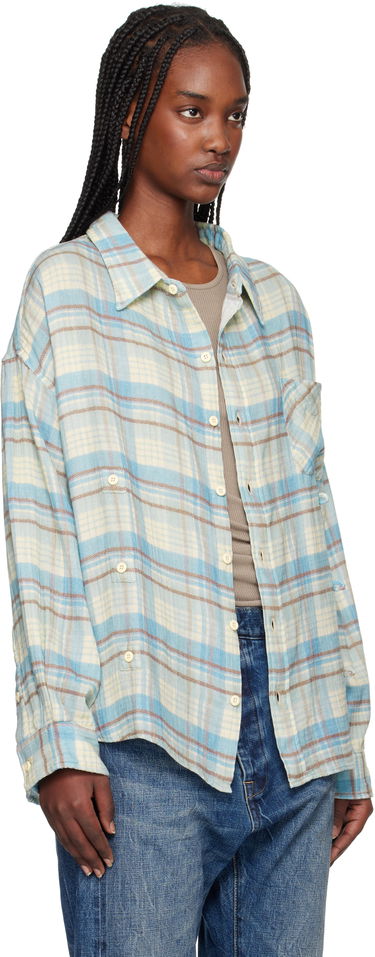 Skjorte R13 R13 Double Front Plaid Shirt Blå | R13WR371-R481B, 1