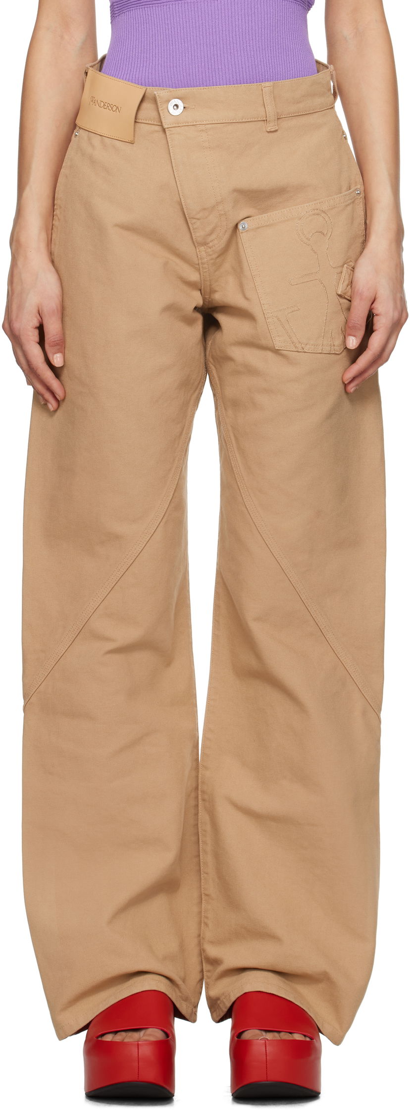 Cargo bukser JW Anderson JW Anderson Twisted Workwear Trousers Beige | TR0384-PG1744