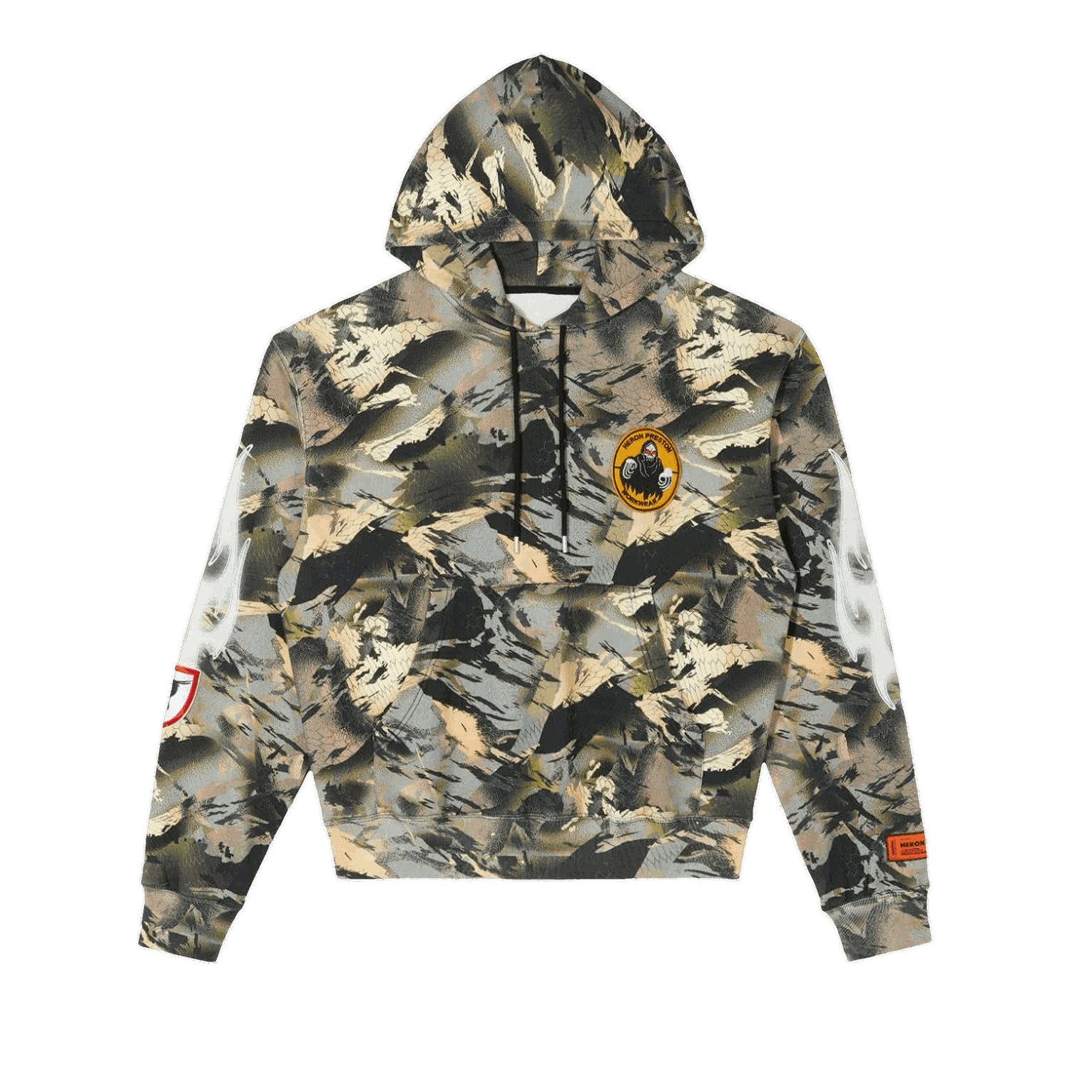 Sweatshirt HERON PRESTON Camo Flaming Hoodie Grøn | HMBB017S22JER0025901, 0