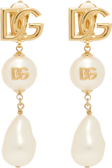 Øreringe Dolce & Gabbana Dolce&Gabbana 'DG' Logo Clip-on Pearl Earrings Metalisk | WER2Y2 W1111, 0