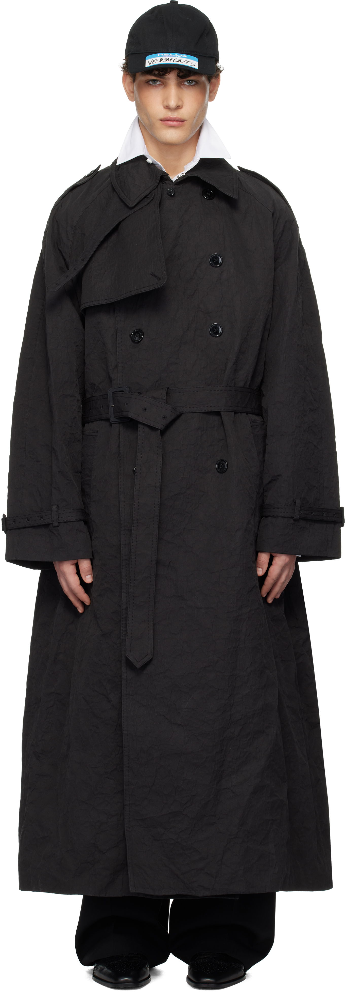 Trenchcoat VETEMENTS Metalized Wrinkled Trench Coat Sort | UA66CO100B, 0