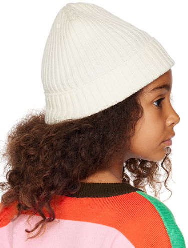 Beanie Moncler Moncler Enfant Kids Ribbed Knit Patch Beanie Hvid | I29543B00010M1131, 2