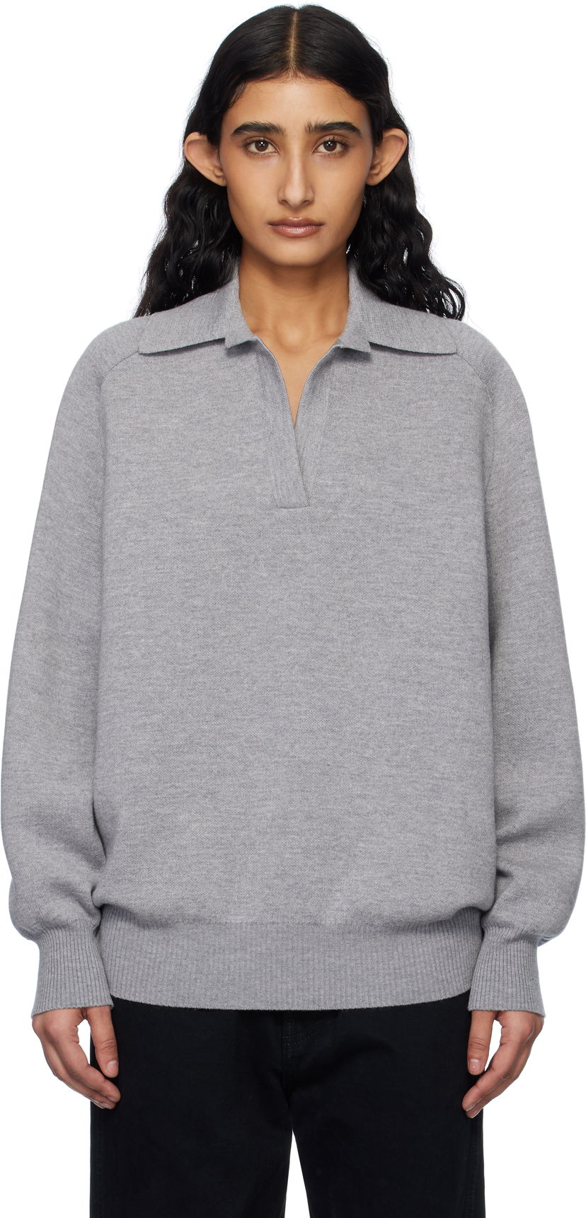 Sweater Khaite Khaite Jonas Cashmere Polo Sweater Grå | 9666727