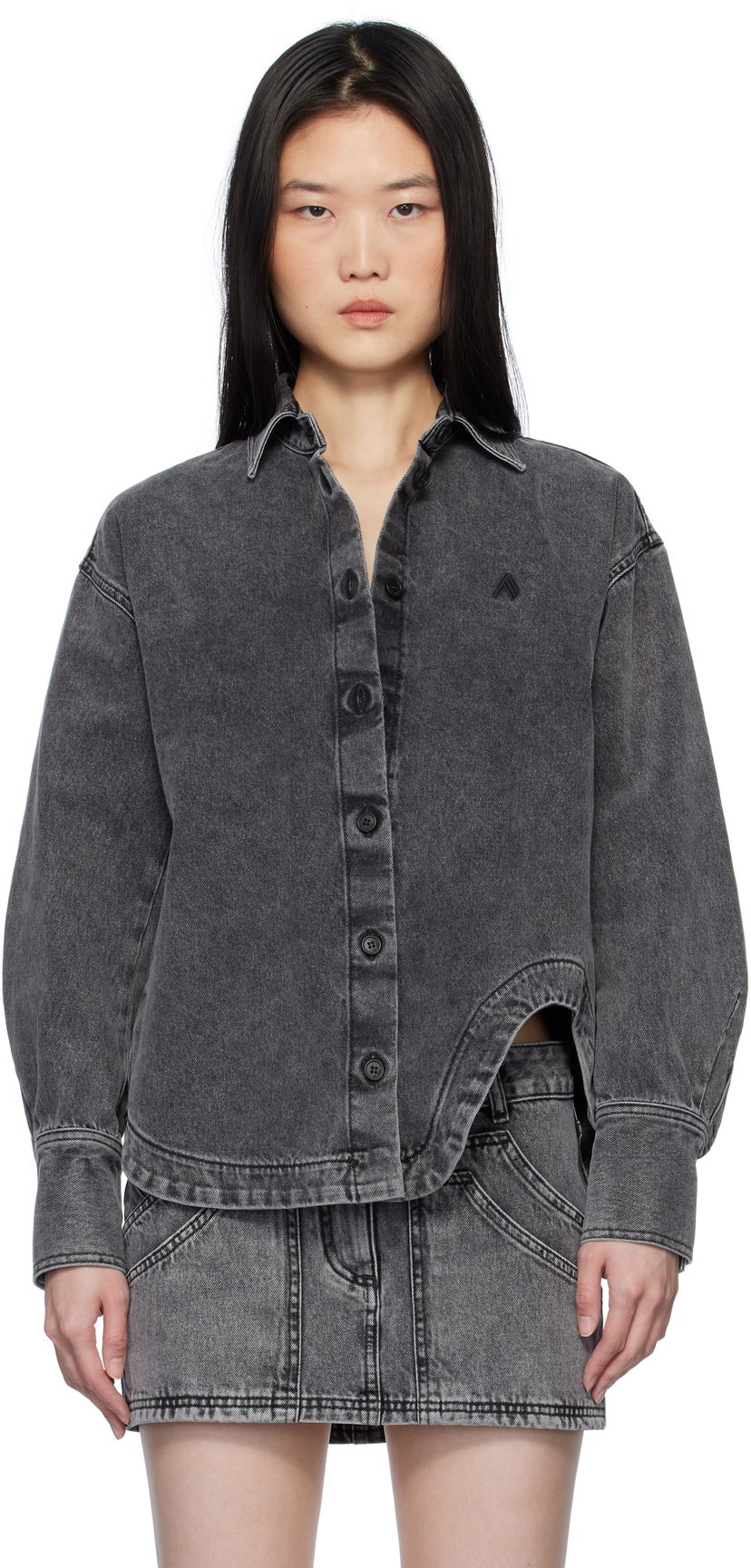 Skjorte The Attico Attico Eliza Denim Shirt Grå | 250WCB00074 DDD104AA