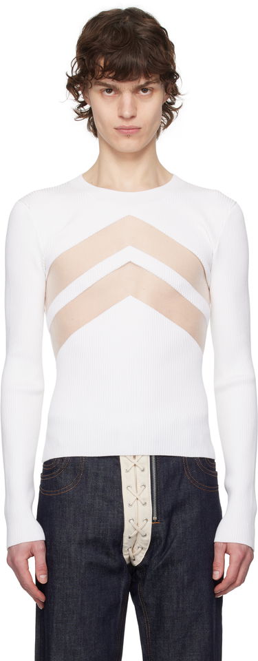 Sweater Jean Paul Gaultier Jean Paul Gaultier 'The Chevrons' Ribbed Sweater Hvid | 25/33-F-TO265-M085-01, 0