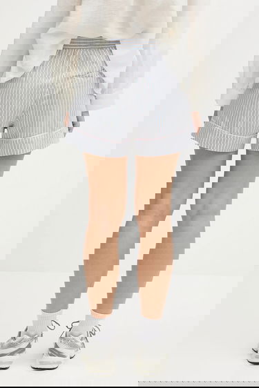 Shorts GANNI GANNI Yarn Dyed Stripe Elasticated High Waist Shorts Blå | W0388, 2
